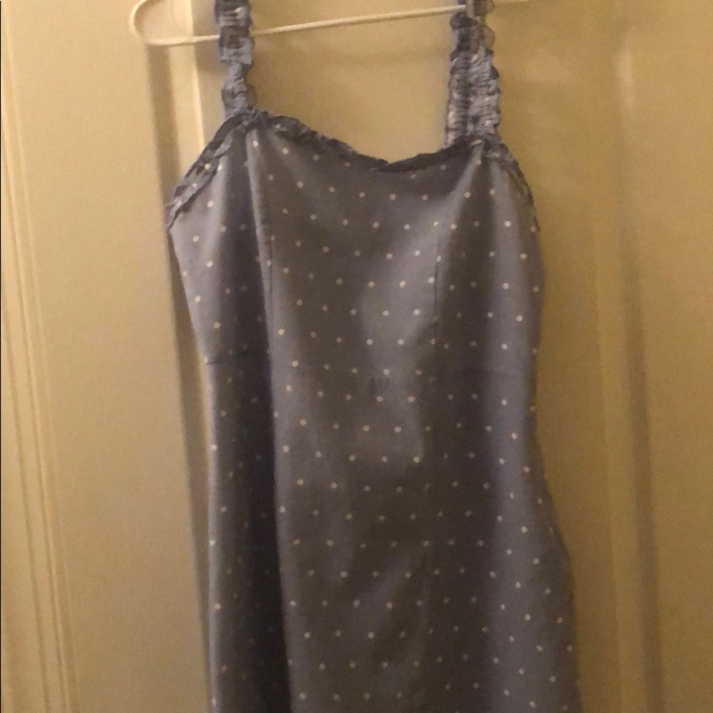 Blue and white polka dot summer dress